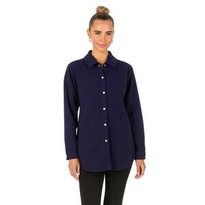 Denim & Co. Fleece Bonded with Fleece Snap in Navy New Size 2X Plus Size